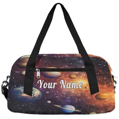 Personalized Kids Duffel Bag Galaxy Palnet Solar System,Custom Sport Gym Bag for Boys Girls,WWeekender Overnight Bags Travel Duffel Bag,Customized Kids Gift