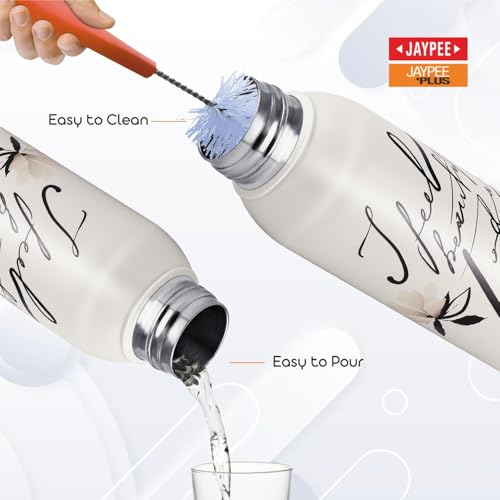 Image of Jaypee Plus Punch Prime Stainless Steel Printed Vacuum Insulated Water Bottle 620 ml | ISI Certified Rustproof & Leakproof Flask with 24Hrs Hot & Cold Ideal for School Kids, Office & Travel - (White)