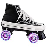 High-Top-Rollschuhe Beleuchten Räder Herren- und Damen-Doppelrollschuhe, Canvas Shiny Skates Illuminating,C-43EU