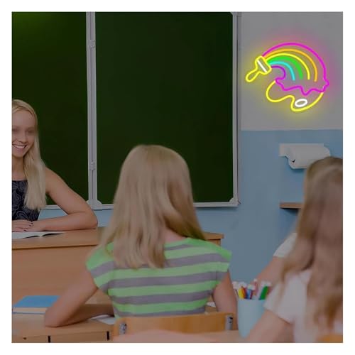 Néon arc-en-ciel déco murale 32x28 cm pour chambre et bibliothèque - 3