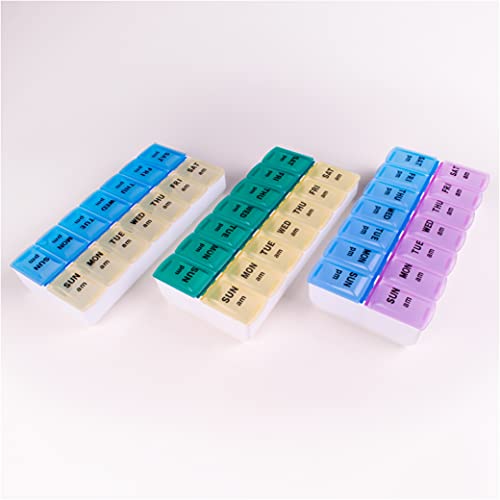 Image of Apex Twice-A-Day Weekly Pill Organizer, Weekly Pill Organizer, 2 Times a Day Color-Coded, Easy-Open, See-Through Lids, Organize Medication or Vitamins by AM, PM or Morning and Bedtime, Assorted