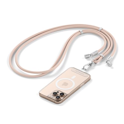 Image of Satechi OntheGo USB-C Lanyard Cable, 60W Fast Charging, 480Mbps Data Transfer, Built-in Crossbody Strap, Adjustable 1.5m / 4.9ft Braided Cord, USB-C to USB-C Cable for iPhone, Android - Desert Rose