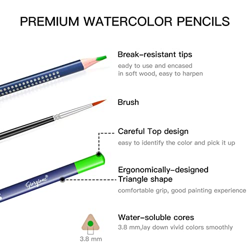 36 Lápices Acuarelables con Pincel en Caja de Metal Portátil, Caja Lapices Colores Para Mezcla, capas y pintura de acuarela, Kit de Dibujo Profesional Ideal para Artistas, Adultos y Niños