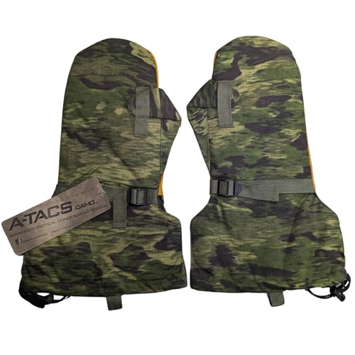 Hanks Surplus Winter Fleece Insulated Arctic Cold Weather Triger Finger Leather Mittens & Wool Liners (A-tacs Fgx, X-Large) - Thumbnail 4