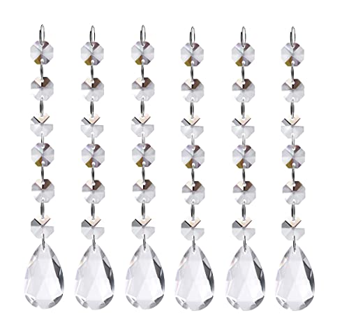 WAZHRMGHG 30PCS Clear Acrylic Crystal Ornament Beads Garland Chandelier Hanging Crystals for Wedding Party Celebration Christmas Tree Decor (30, 6 Octagonal Beads+1 Pendant)