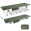 Gonex Camping Cot with Leg Extenders 2 in 1 Portable Ultralight Folding Cot for Adults Adjustable Height Supports 350lbs Sleeping Bed for Backpacking Travel Beach Home 74.8"x27.5"(Army Green, 1 PCS)