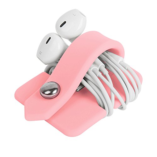 Image of Cord Organizer Earbuds Holder Earphones Wrap Headset Headphone Wrap Winder Cord Manager Cable Winder Pink