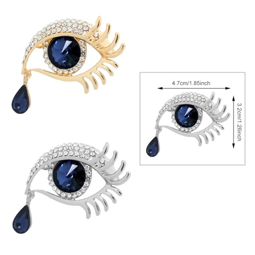 Image of Honbay 2PCS Alloy Rhinestones Evil Eye Brooch Pins Good Luck Lapel Pins Demon Eye Corsage Breastpin