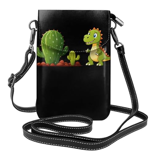 Sac téléphone en cuir imprimé dinosaure 19,3x12,4 cm - Sacoche bandoulière