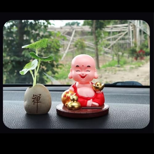 Image of CraftVatika Plastic Solar Powered Moving Head Laughing Buddha Feng Shui Items for Good Luck, for Money, Home Decor Items, Show Pieces for Home Decor | Car Dashboard | Office Desk, 5 x 32 Centimeters
