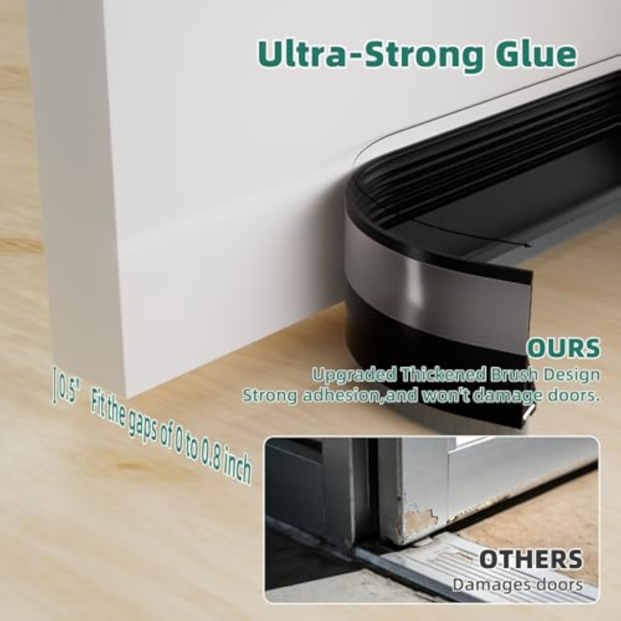Door Stopper with Brush, 39" Adjustable Weatherproof Seal