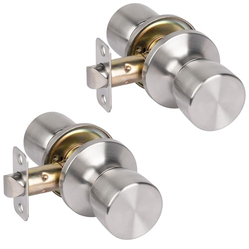 HOSOM Passage Door Knob, 2 Pack Interior Door Knob, Keyless Door knobs for Interior Doors, Hallway, Closet and More, No Locking Satin Nickel Door Handle Knob by HOSOM - Used condition - US$18.99