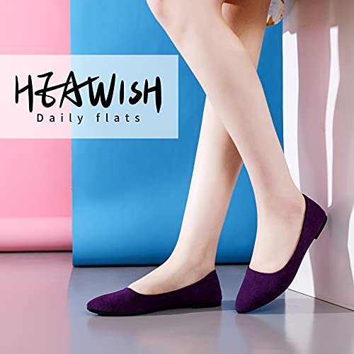 Heawish Women’s Black Flats Shoes Comfortable Suede Pointed Toe Slip On Casual Ballet Flats Dress Shoes Nude Flats(Purple, Us8) #TOP1
