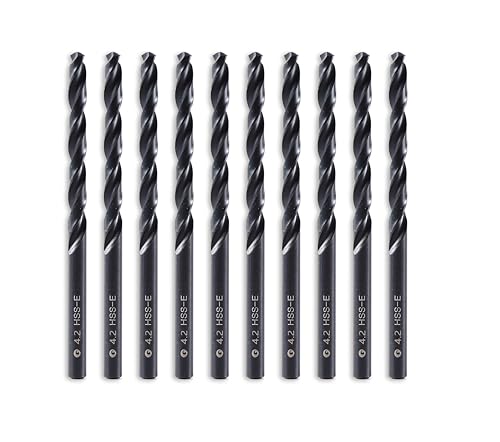 DelitonGude 4.2mm HSS M35 Cobalt Twist Drill Bits, High Speed Steel, Set of 10,Suitable for Steel,Stinless Steels, Cast Iron and Other Metals(UK-4.2mm)