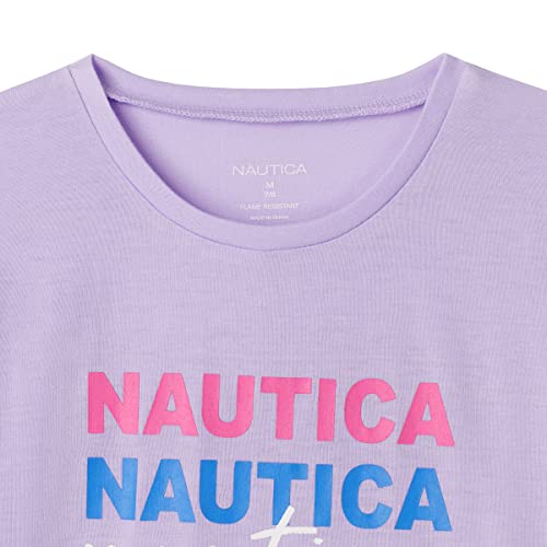 Nautica Girls Pajama Pants And Sleep Shirt Sets For Kids | 2 Piece Top And Bottom Sleepwear Set For Kids Pajamas For Girls Purple #TOP3
