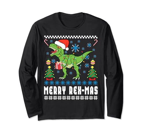 Merry Rexmas - T-Rex assorti pour Noël Manche Longue
