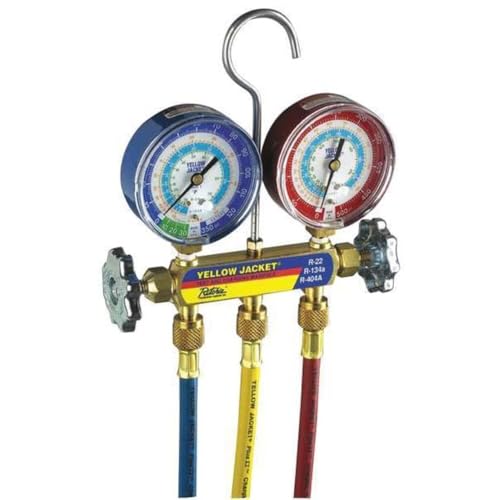 Yellow Jacket 42006 Series 41 Manifold with 3-1/8' Gauge, psi, R-22/134A/404A