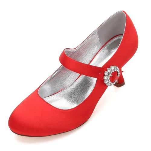 Womens Wedding Shoes Women's Round-Toe High Heel Pumps with Closed Toe & Buckle Stylish 2.75