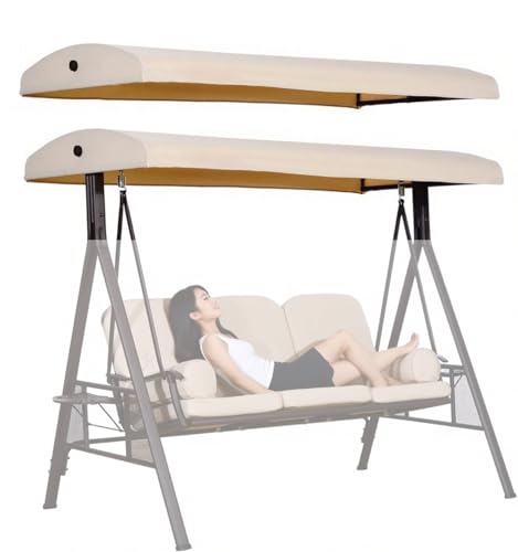 Replacement Canopy Top for Porch Swing, 600D Hammock Cover Top Waterproof Replacement Canopy All Weather Protection(3 Seater:77x48inch) by WUTTLE - Used condition - US$39.13