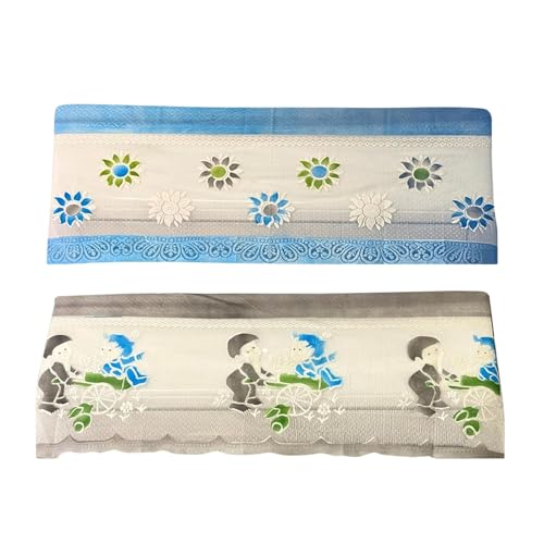 Image of Combo Cotton Net Split AC Cover Indoor Unit for 1.5Ton Capacity AC, Premium Work Indoor AC Dust Protection Cover Designer Summer Ac Cover for 1.5Ton Ac (38 X 15.35 X 7.8 inch, Blue & Grey)