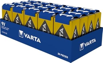 VARTA Pile Blocchi da 9V, confezione da 20, Power on Demand, Alcaline, pacco di stoccaggio, intelligenti, flessibili, potenti, per rilevatori di fumo, allarmi antincendio [Esclusivo su Amazon]