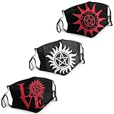 Supernatural Face Mask Washable 3PC with 6 Filters Mouth Cover Balaclava Reusable with Adjustable...