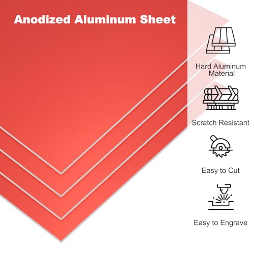 Image of PATIKIL 7x5x1 /32inch Anodized Aluminum Sheet, 5Pcs Metal Rectangle Aluminum Plate 0.8mm Thick Engraving Blanks for Laser Engraving DIY Decorative Crafting Home Decoration, Red