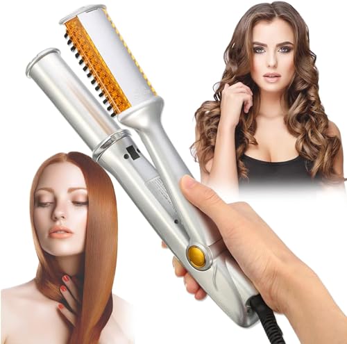 2 in 1 Curling Iron Fast Heating Electric Hair Iron for Hair Styling Auto-Off Function with Adjustable Levels Rotating Roller Curling Wand