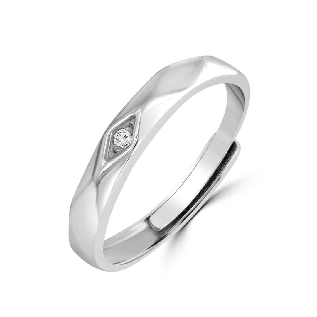 zavya 925 Sterling Silver Designer Cubic Zirconia CZ Studded Rhodium Plated Adjustable Ring for Men | Gift for Men and Boys | With Certificate of Authenticity and 925 Hallmark-picture-47