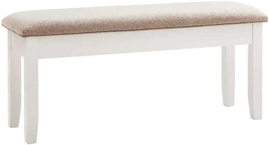 Pemberly Row Storage Bench, 19.25" Wood/Fabric, Vanilla White/Light Tan Finish, 44" Wide, Lift-Top with Hidden Storage, Stain-Resistant Performance Fabric, Soft Close, Hallway, Living Room, Bedroom