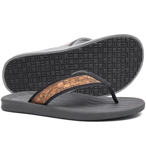 Image of KuaiLu Mens Flip Flops Arch Support Comfortable Summer Beach Thong Sandals Yoga Foam Cushion Slip on Slippers