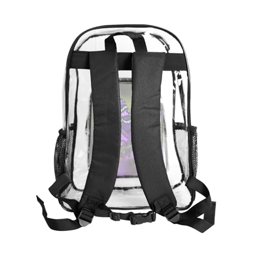 Mochila transparente de mariposas moradas en PVC escolar 3