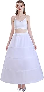 Women's Petticoat 4 Hoop A-Line Underskirt Crinoline Floor Length Wedding Ball Gown Slips Bridal Dress petticoats white