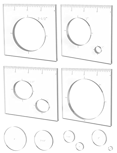 inBovoga 4 Pack Circle Inlay Templates, Router Jig Template, Decorative and Router Templates for Woodworking, Circle Key Inlay Template
