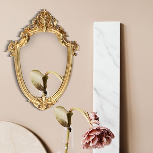 Miroir mural vintage doré sculpté en résine chic style baroque - 6