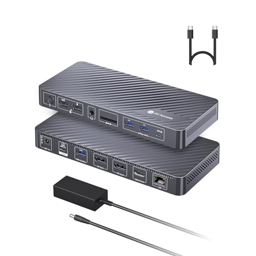 AV Access Docking Station 3 Monitors, 8K@30Hz Single Display, Triple 4K Display (2DP/1HDMI), USB-C Dock with 100W Laptop Charging, 10Gbps USB-C/A, Ethernet, Audio, SD, for MacBook/Chrome/Del