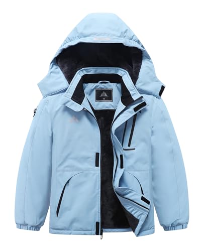 Image of Kid's Ski Jacket Waterproof Winter Coat Boy's and Girl's Fleece Snowboarding Jackets with Detachable Hood