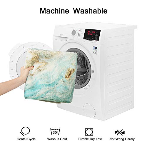 Uphome Bath Rug Runner Luxury Turquoise Marble Velvet Bath Mat 18X47 Inch Non-Slip Long Bathroom Rugs Machine-Washable Soft Microfiber Floor Rugs For Bathtub Shower #TOP5