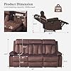 RIHEREFY Power Reclining Sofa with Heat&Massage, Reclining Couch with Multi-Function Console/USB Ports/Type C, Wall Hugger 3 Seater-Sofa Recliner, Reclining Sofa Couch for Living Room