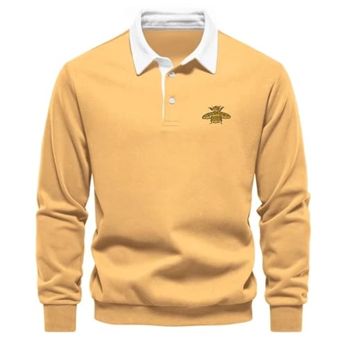 Men's Embroidered Pure Cotton Long Sleeved Polo Shirt Fashionable Casual Comfortable and Versatil3