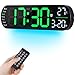 Produktbild Fuloon Digitale Wanduhr, großes Display LED-Digitaluhr mit Nachtlichtern, 8 RGB-Farben, Fernbedienung, Countdown, dimmbare große Uhr mit Datum, Woche, Temperatur