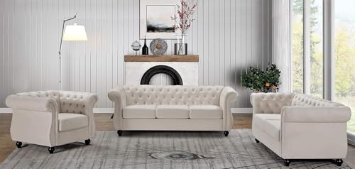 Container Furniture Direct Feinstein Modern Velvet Chesterfield Couches for Living