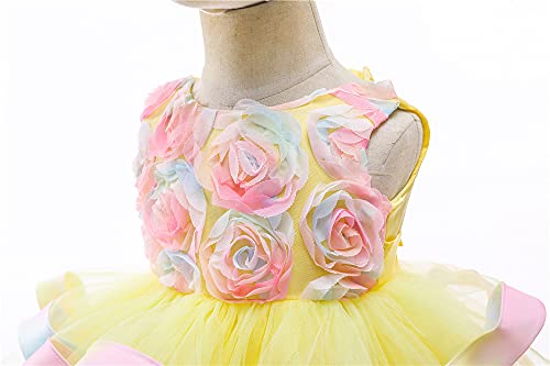 Christening Lace Birthday Christmas Easter Special Occasion Flower Baby Girl Dress Princess Formal Prom Party Tutu Ball Gown 3T 4T Yellow 120 #TOP4