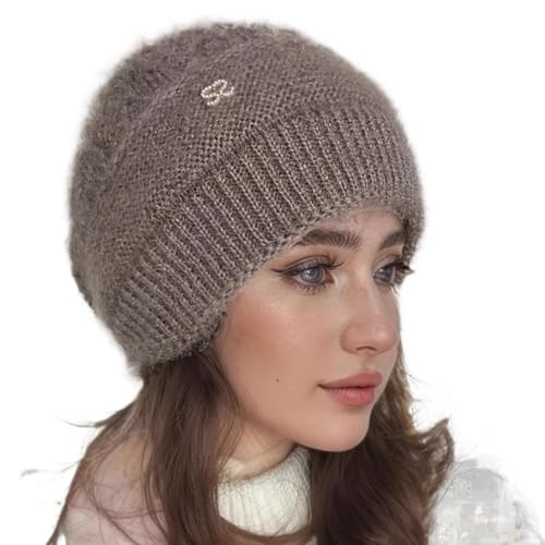 Bonnet femme hiver chaud en maille plissée idéal pour les sorties en ville