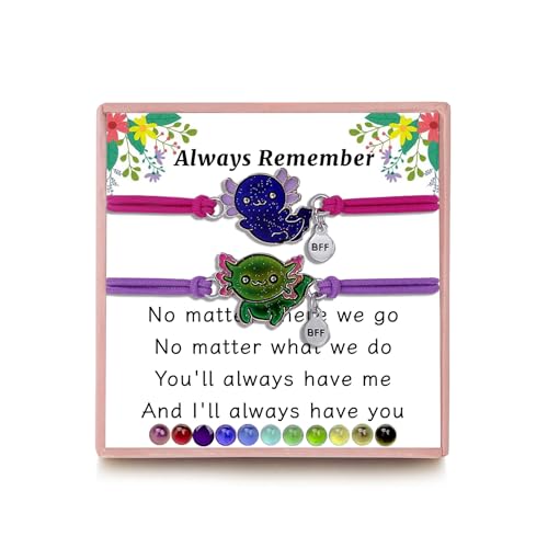 Axolotl/Sea Turtle/Mermaid BFF Bracelets for 2, Animal Friendship Bracelet, Mood Change Colour, Best Friend Mermaid Turtle Axolotl Gifts