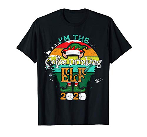 Christmas Party Coffee Drinking Elf Matching Family Group Camiseta
