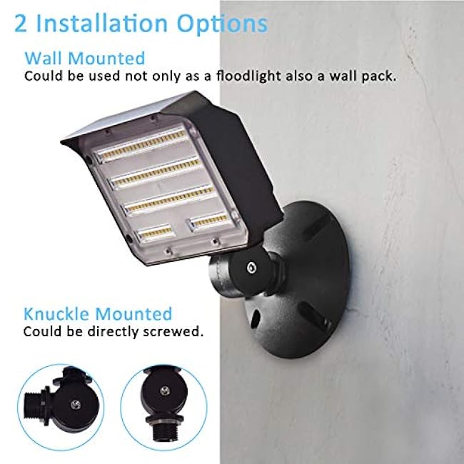 30W LED Flood Light with Knuckle, Outdoor Security Fixture Light with Dusk-to-Dawn Photocell 5000K 4,050lm(200W Equivalent) Waterproof with Base AC100-277V for Wall Mount Entrance Garden Yard