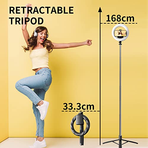 8" Selfie Ring Light With 66" Extendable Tripod Stand & Phone Holder, Portable Unplugged Dimmable Led Ringlight For Live Stream/Makeup/Tiktok/Youtube Video, Compatible With Iphone & Android #TOP6