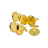 Sharplace 6 Stücke Runde Manschettenknöpfe Rohlinge für Schmuck Herstellen, Gold