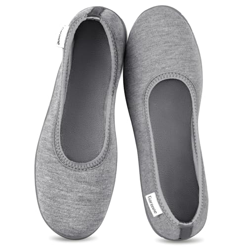 Garonne Women's Slippers with Memory Foam, Ladies' Non-Slip House Shoes for Bedroom Indoor/Outdoor(7,Grey)
